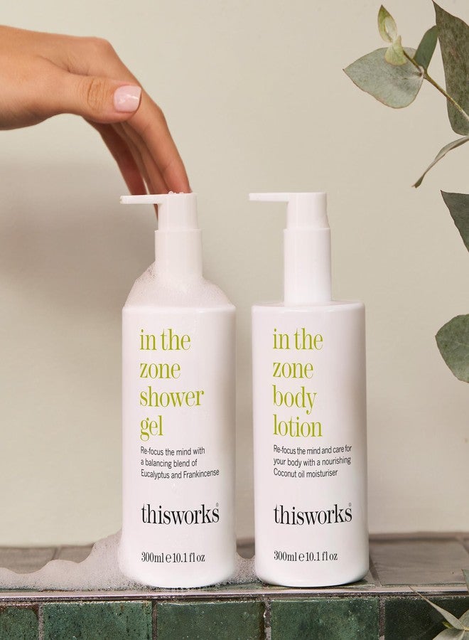 THISWORKS In The Zone Set – Shower Gel 300ml & Body Lotion 300ml – Balancing Bodycare with Coconut Oil, Glycerin, Eucalyptus & Frankincense to Cleanse, Nourish & Refocus the Mind - Image 4
